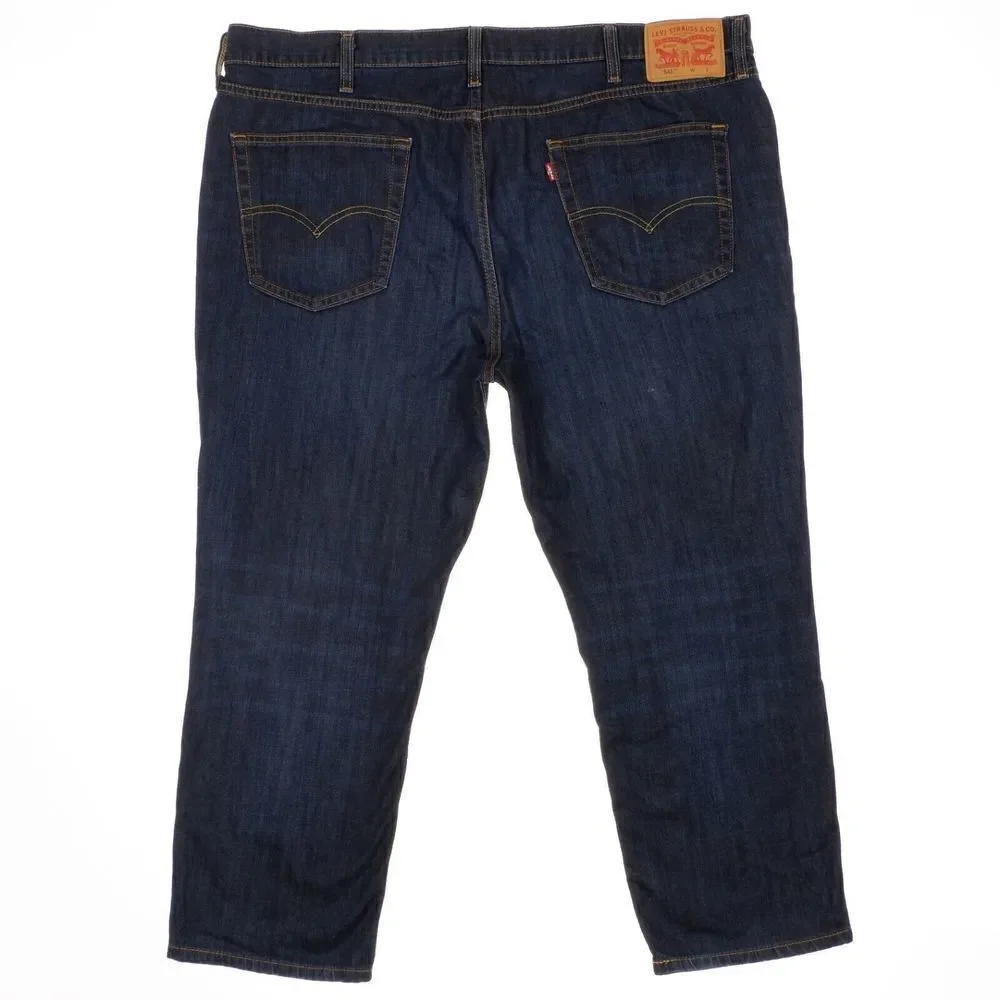 Levis Mens 541 Straight Leg Jeans Measure 44x26.5 Dark Blue Denim Stretch Hemmed